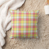Coussin Carreau rose et jaune lumineux de carré de plaid (Couverture)