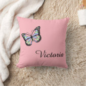 Coussin Carreau rose fait sur commande avec le papillon (Couverture)