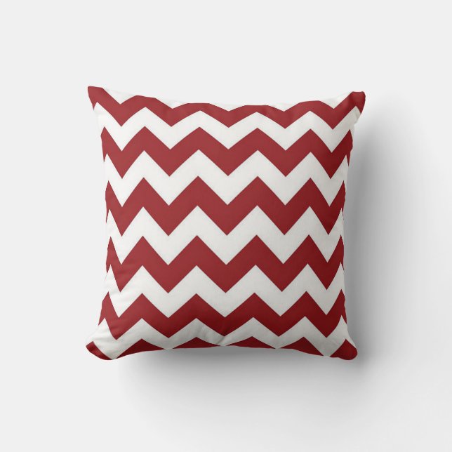 Coussin Carreau rouge 16" de coton de Chevron x 16" (Recto)