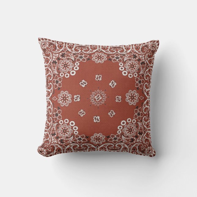 Coussin carreau rouge de bandana de Paisley (Recto)