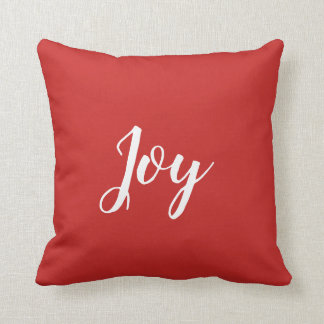 Coussin Carreau rouge de décor de joie de Noël blanc