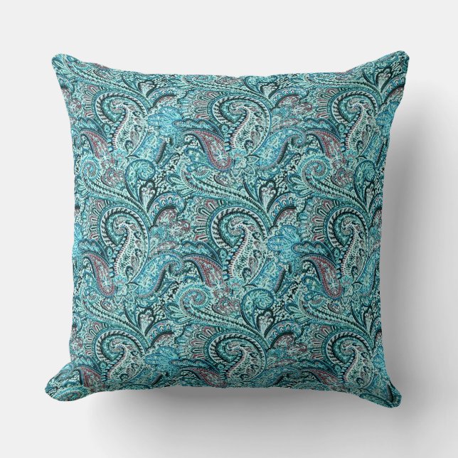 Coussin Carreau turquoise classique de Paisley (Recto)