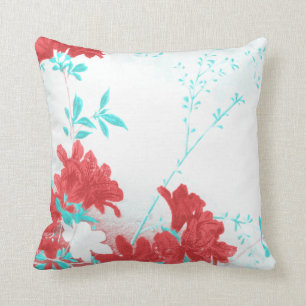 Coussin Carreau turquoise de fleur de fleur de ressort