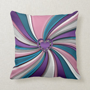 Coussin Carreau turquoise pourpre rose d'amoureux de