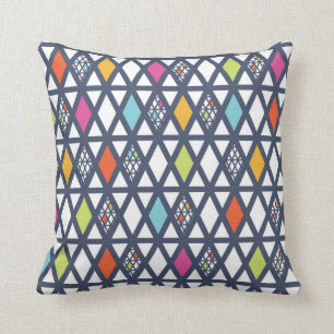 Coussin Carreau turquoise rose graphique moderne lumineux