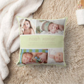 Coussin Carreau vert clair de faire-part de naissance (Couverture)