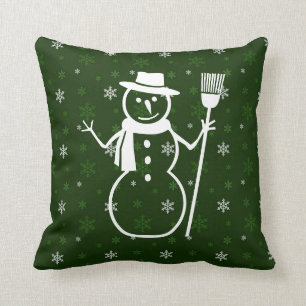 Coussin Carreau vert de bonhomme de neige