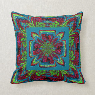 Coussin Carreau vert turquoise de fleur de Bourgogne