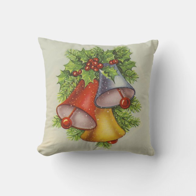 Coussin Carreau vintage de Bells de Noël (Recto)