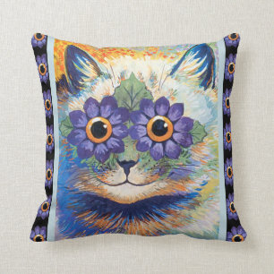 Coussin Carreau vintage de chat de fleur de Louis Wain