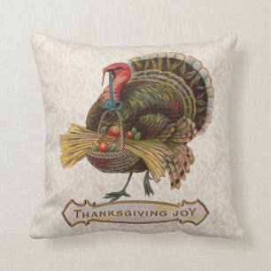 Coussin carreau vintage de joie de thanksgiving de dinde