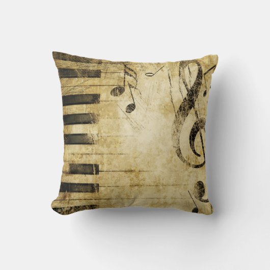 Coussin Carreau vintage de notes musicales (Recto)