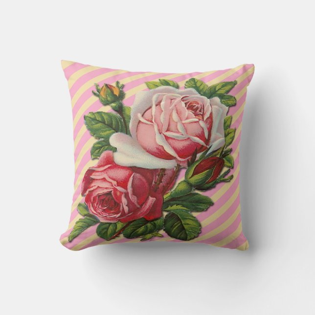 Coussin Carreau vintage de roses (Recto)