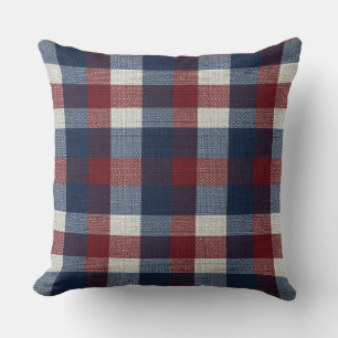 Coussin Carreaux Americana Patriotique Carreaux Bleu Nuit