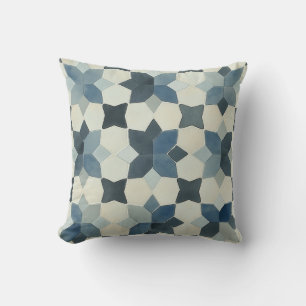 Coussin Carreaux bleu géométrique étoile