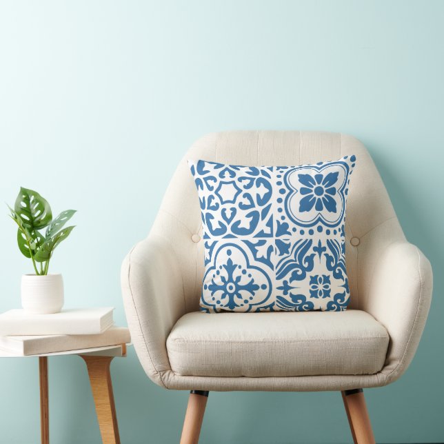 Coussin Carreaux bleu portugais 2 (Chaise)