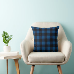 Coussin Carreaux bleus de bûcheron