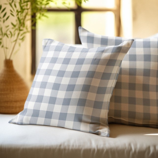 Coussin Carreaux de buffle gris et blanc (Créateur téléchargé)