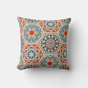 Coussin Carreaux de céramique hexagone à motifs décoré