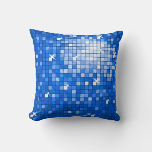 Coussin Carreaux de disco bleu foncé lance carré