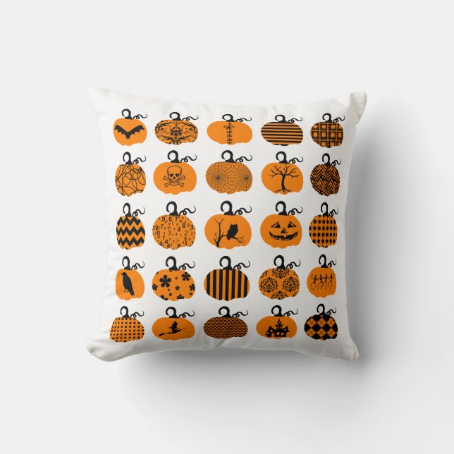 Coussin Carreaux de Halloween de correction de citrouille (Recto)