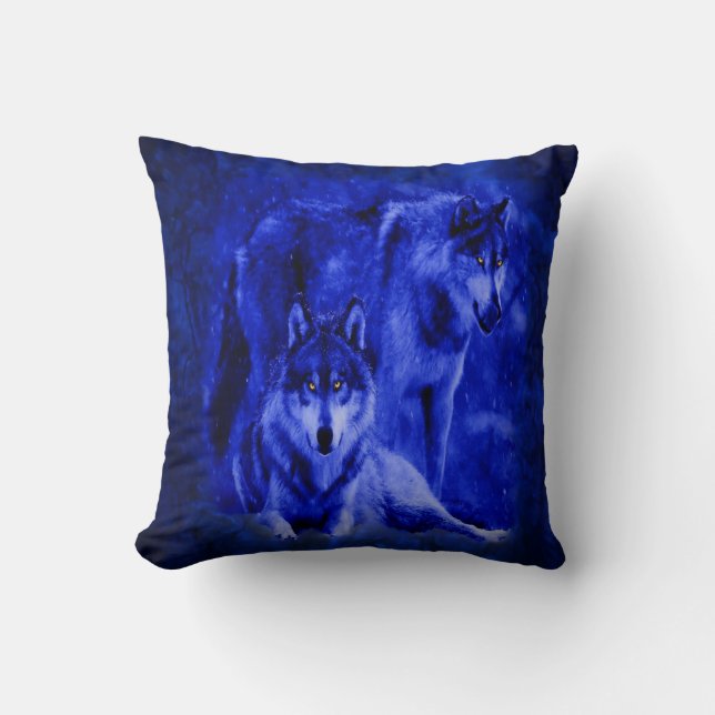 Coussin Carreaux de loups d'hiver (Recto)