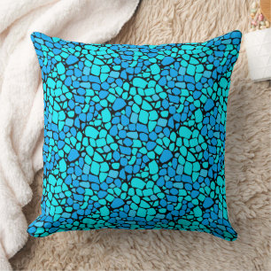 Coussin Carreaux de mosaïque bleus turquoise motif abstrai