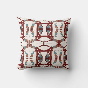 Coussin Carreaux de mosaïque grands bleu bronzé rouge fonc