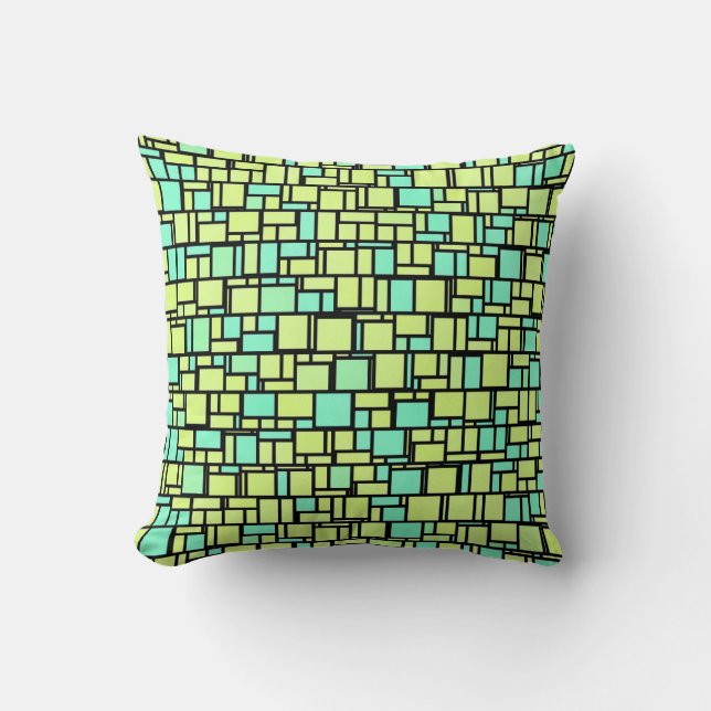 Coussin Carreaux de mosaïque verte (Recto)