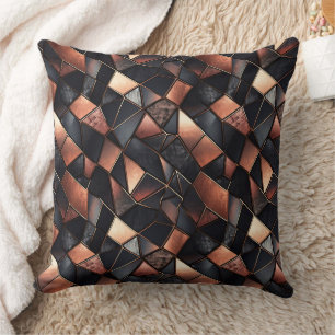 Coussin Carreaux d'or Rose noir