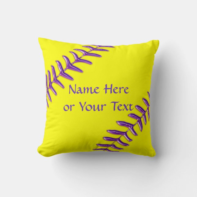 Coussin Carreaux du base-ball, points pourpres, VOTRE (Recto)