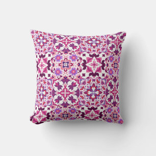 Coussin Carreaux espagnols roses et violets