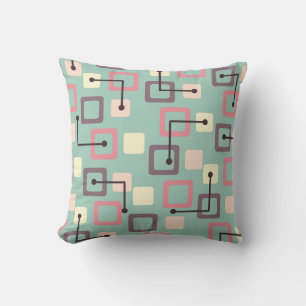 Coussin Carreaux et Carrés vintages des années 1950 (print
