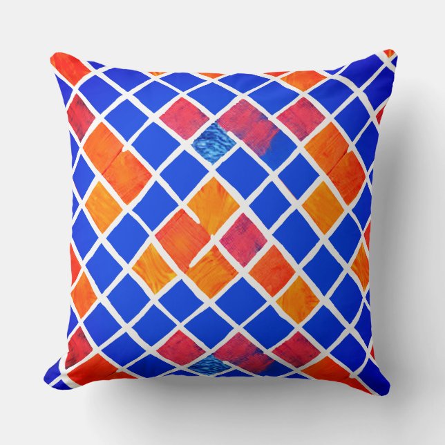 Coussin Carreaux et couleurs bleus (Recto)