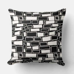 Coussin Carreaux géométriques noirs blancs Abstraits