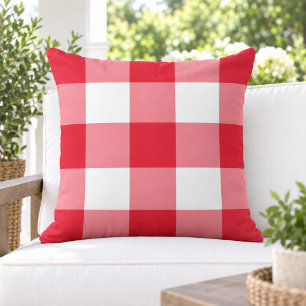 Coussin Carreaux Gingham Rouge Blanc Classique Grand