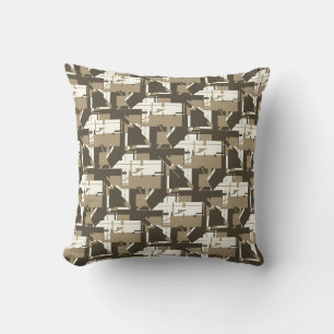 Coussin Carreaux Mosaïqués Brun Beige Abstraits
