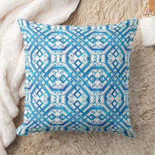 Coussin Carreaux motif bleu indigo