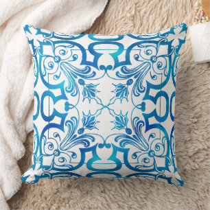 Coussin Carreaux motif bleu indigo