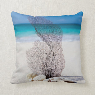 Coussin Carreaux nautiques d'océan de plage de coquillages