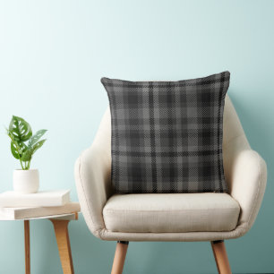 Coussin Carreaux Noir et Gris