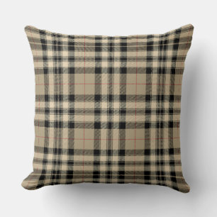 Coussin Carreaux Noir Marron Classique