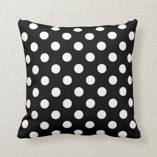 Coussin Carreaux noirs et blancs de point de polka faits