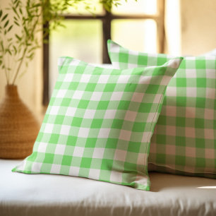 Coussin Carreaux plaid buffle vert