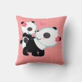 Coussin Carreaux roses mignons adorables d'amour d'ours (Verso)