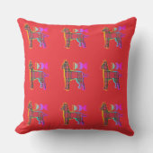 Coussin Carreaux Rouges CHIEN Rouge (Recto)