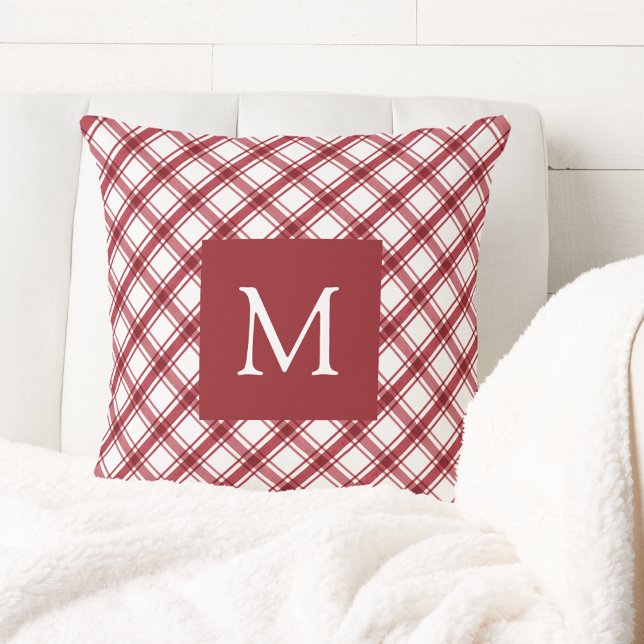 Coussin Carreaux Rouges et Blancs (Red and White Plaid Throw Pillow
)