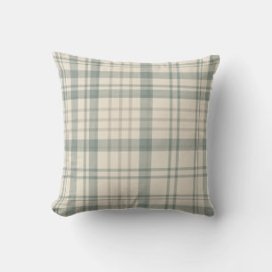 Coussin Carreaux Vert Beige Neutre
