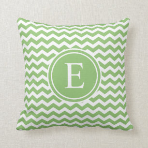 Coussin Carreaux verts de monogramme de Chevron de