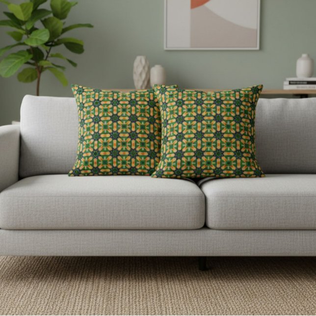 Coussin Carreaux verts et bleus  (Créateur téléchargé)